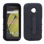 Wholesale Motorola Mote E LTE 2015 Armor Hybrid Stand Case (Black)